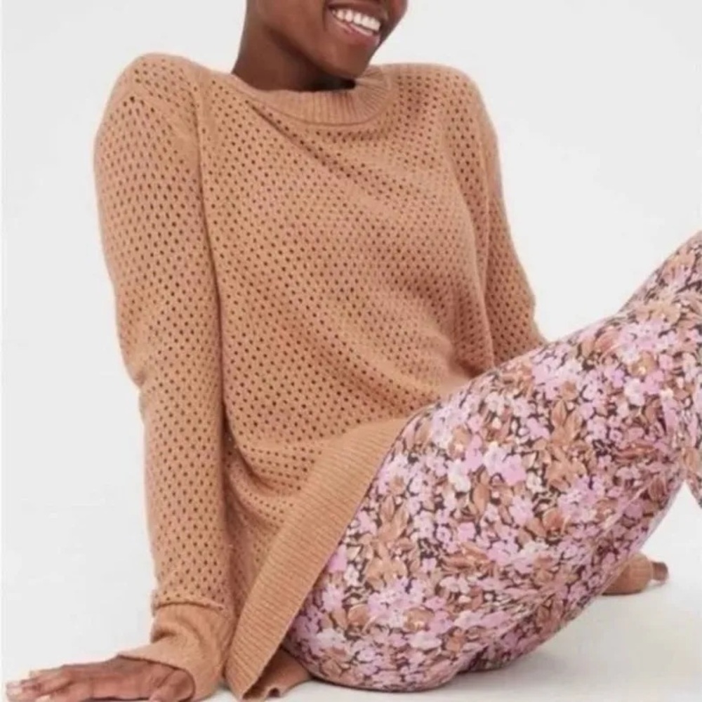 Aerie Offline Brown Open Knit Sweater